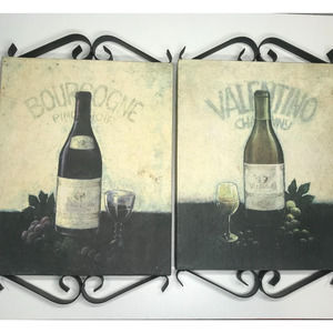 (2) Wine-Themed 10x12 Art Prints | Valentino Chardonnay & Bourgogne Pinot Noir
